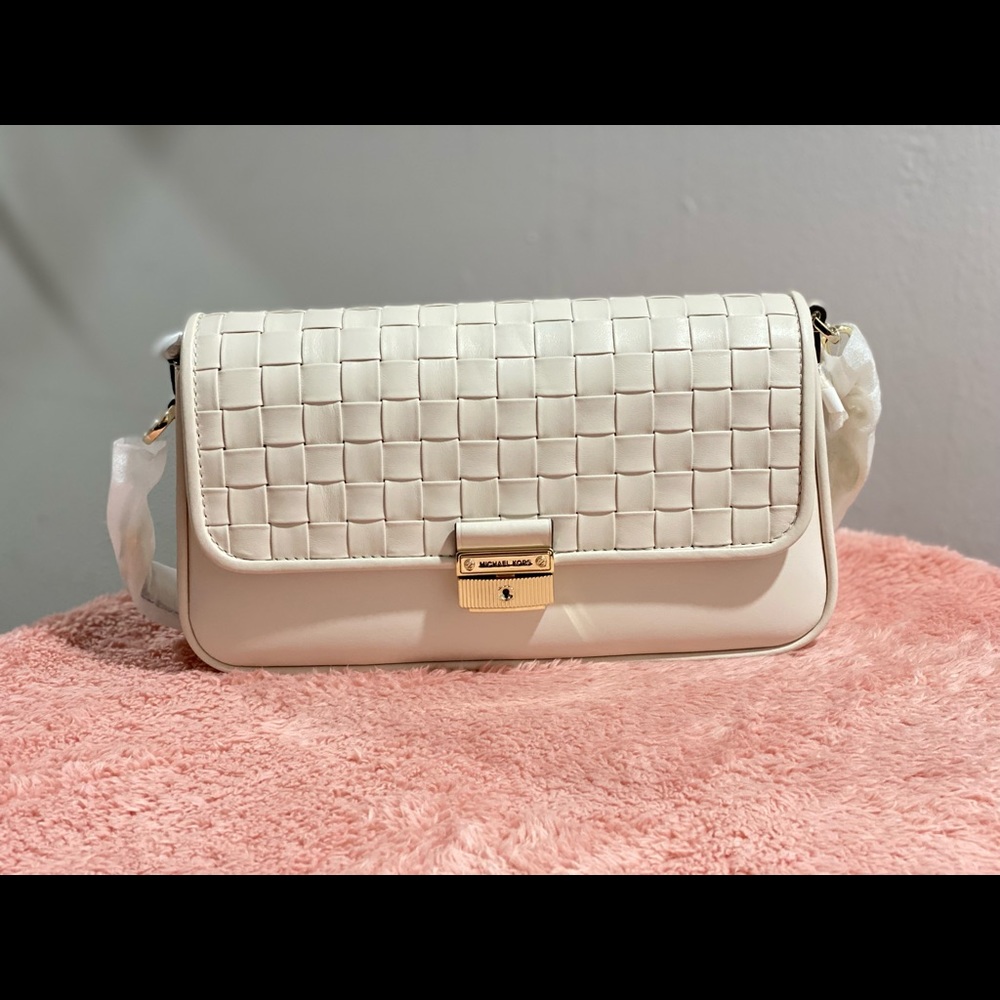 MICHAEL KORS Bradshaw Small Woven Leather Shoulder Bag